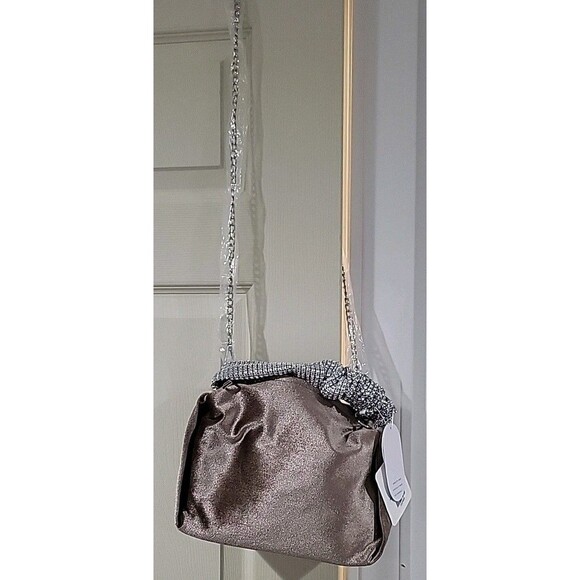 Melie Bianco Estela Taupe Velvet Rhinestone Top Handle Bag - Msrp $68 NWT - Picture 9 of 16